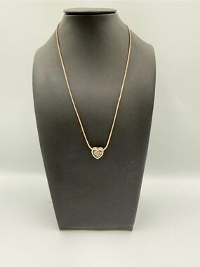 Gold Heart Pendant Necklace with Pavé Center